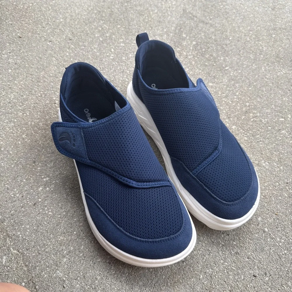 OrthoComfoot Men's Orthopedic Diabetic Wide Walking Shoes, Size 10‎ Navy Blue